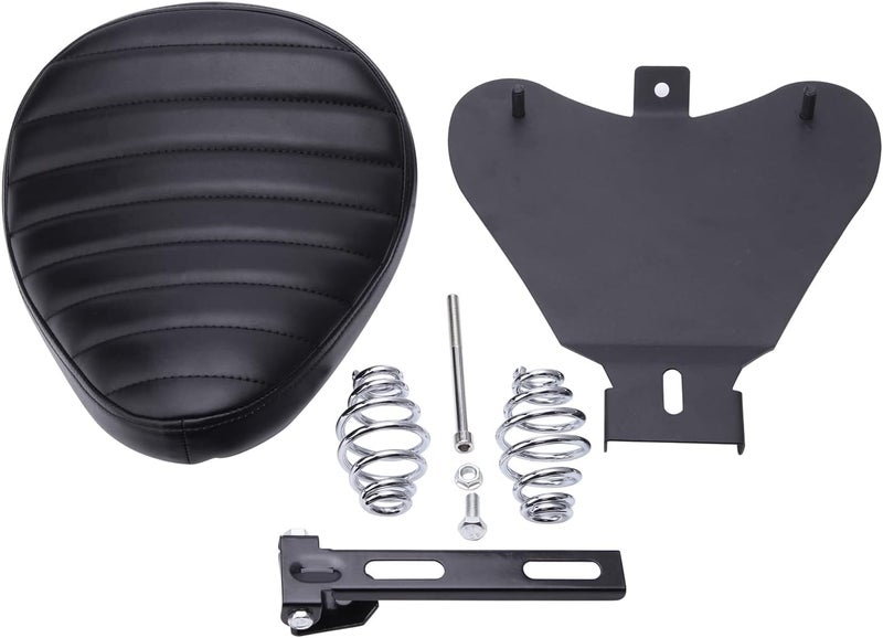 DREAMIZER Motorcycle Seat Cushion Driver Solo Seats with Spring Bracket PU Leather Compatible with Harley Honda Yamaha Kawasaki Sportster Iron 883 1200 Chopper Bobber Cafe Racer - Image 3